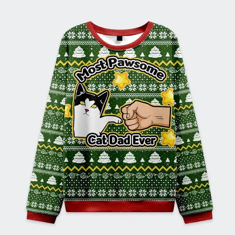 Kyoto-Lion Funny Cat Mom And Dad Christmas Ugly Sweatshirt