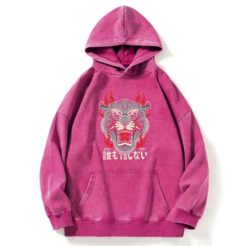 retro tiger japanese hoodie for streetwear