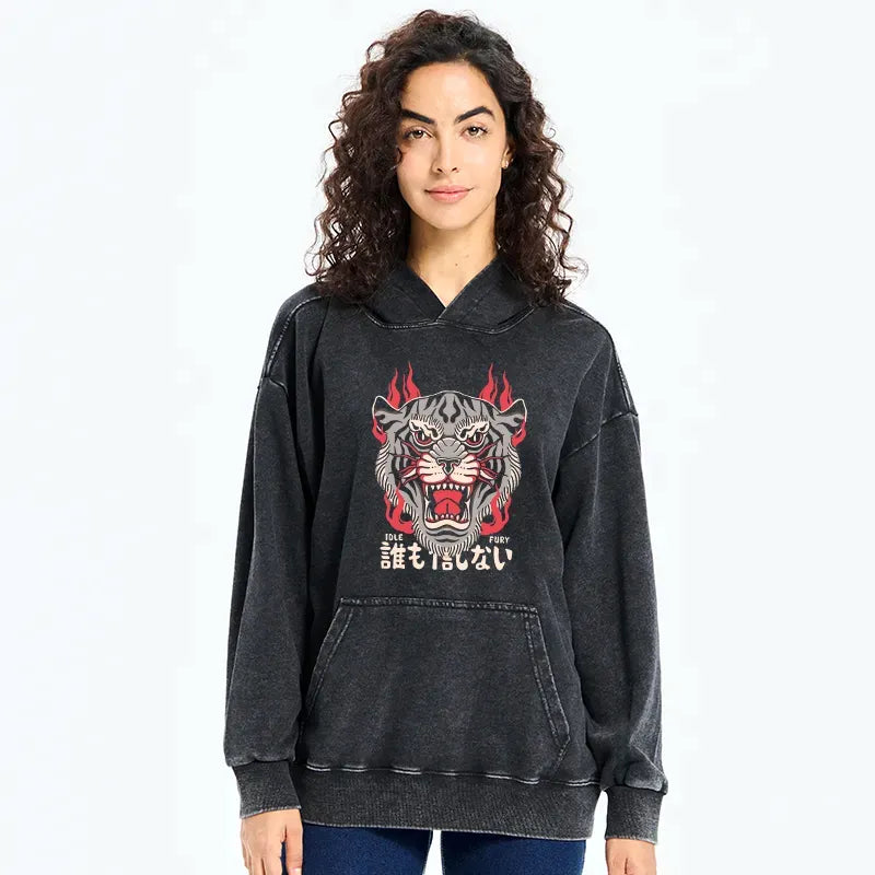washed japanese tiger hoodie on sale