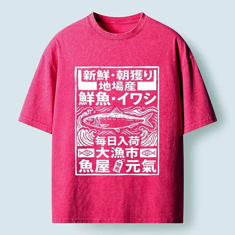 Japanese washed t-shirt for streetwear