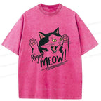 Kyoto-Lion Right Meow Funny Washed T-Shirt