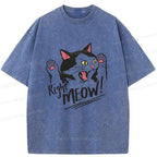 Kyoto-Lion Right Meow Funny Washed T-Shirt
