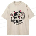 Kyoto-Lion Right Meow Funny Washed T-Shirt