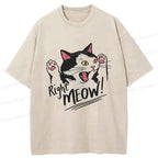 Kyoto-Lion Right Meow Funny Washed T-Shirt