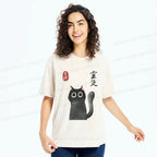 Kyoto-Lion A Mystical Black Cat Me Washed T-Shirt