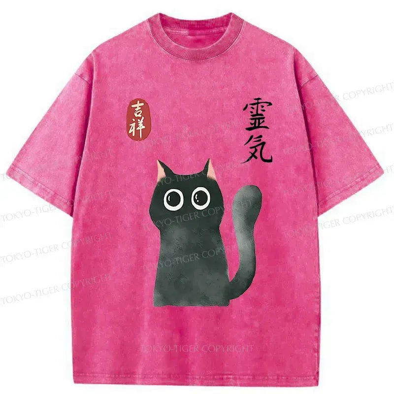 kyoto lion black cat washed t-shirt