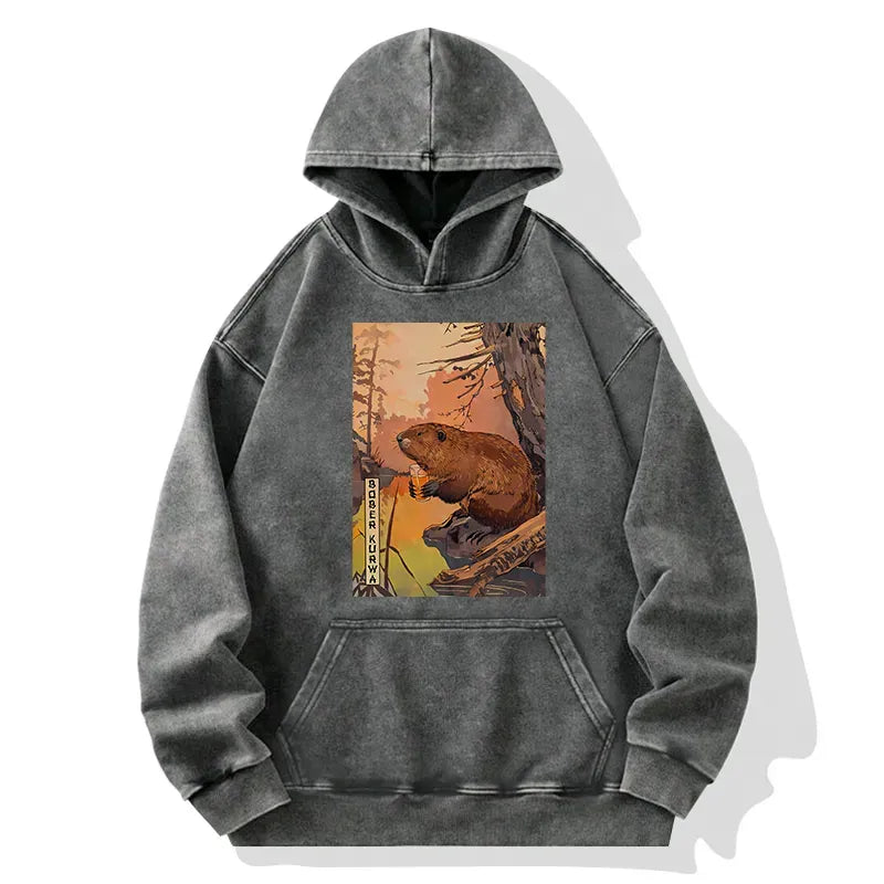 Kyoto-Lion Beaver By The River Washed Hoodie