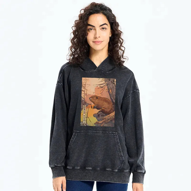 Kyoto-Lion Beaver By The River Washed Hoodie