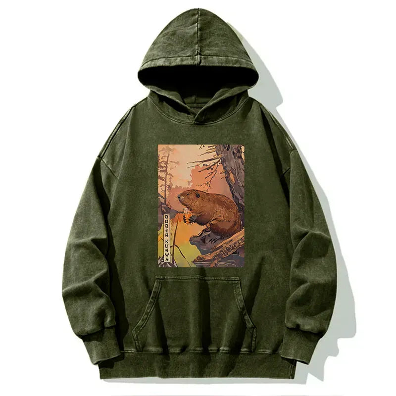 Kyoto-Lion Beaver By The River Washed Hoodie