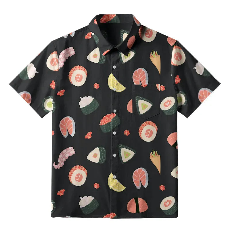 Japanese Sushi Button-up Shirt for Summer