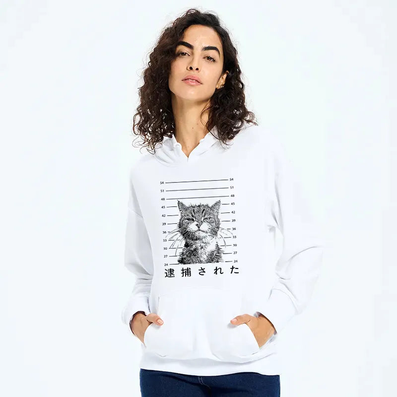 Japanese arrested cat hoodie