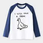 Kyoto-Lion Stupid Goose Funny Japan Retro Raglan Long Sleeve T-shirt