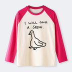 Kyoto-Lion Stupid Goose Funny Japan Retro Raglan Long Sleeve T-shirt