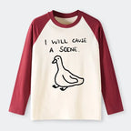 Kyoto-Lion Stupid Goose Funny Japan Retro Raglan Long Sleeve T-shirt