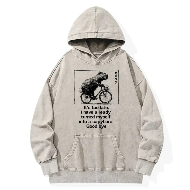 japanese capybara riding bike hoodie free shipping