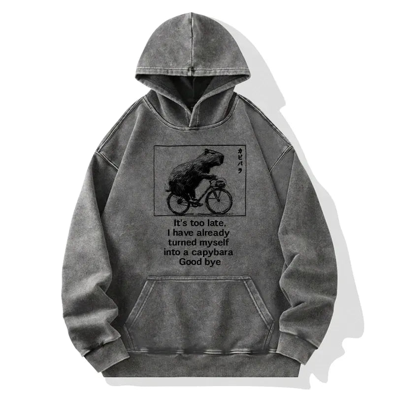 japanese capybara riding bike hoodie free shipping