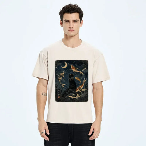 Japanese Vintage Black Cat T-Shirt
