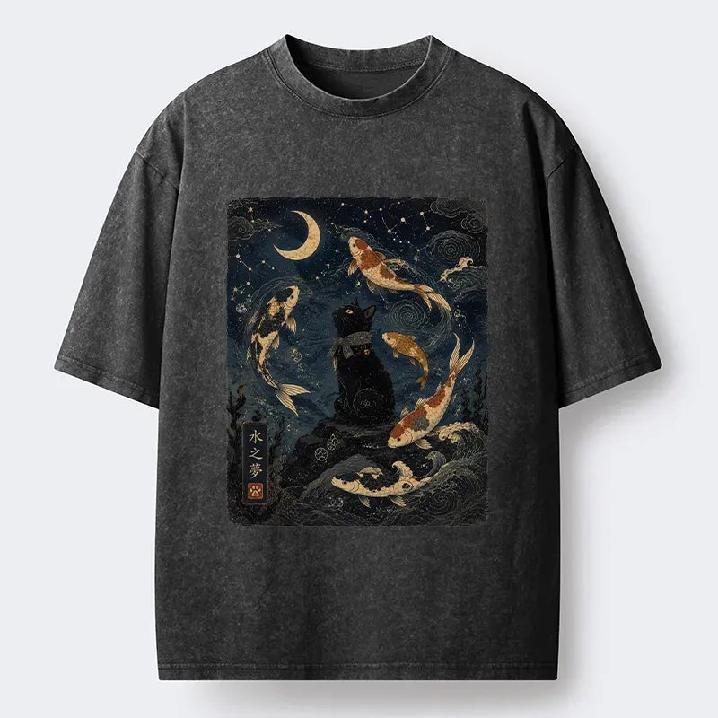 Japanese Vintage Black Cat T-Shirt