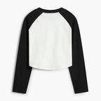 Kyoto-Lion Black Animals Funny Women's Crop Raglan T-Shirt