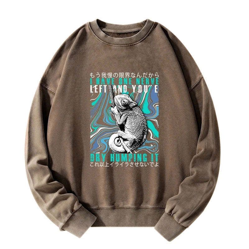 Kyoto-Lion I Have One Nerve Chameleon Washed Sweatshirt