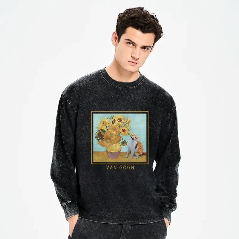 Japanese vintage cat t-shirt for men