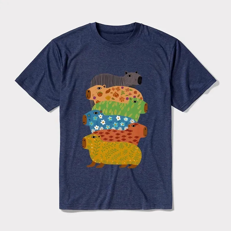 Colorful Capybara T-Shirt for Daily Wear