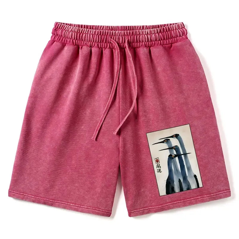 Unisex Cotton Shorts with Japanese Print