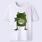 Kyoto-Lion Woodcut Style Chopstick Frog Graphic Classic T-Shirt