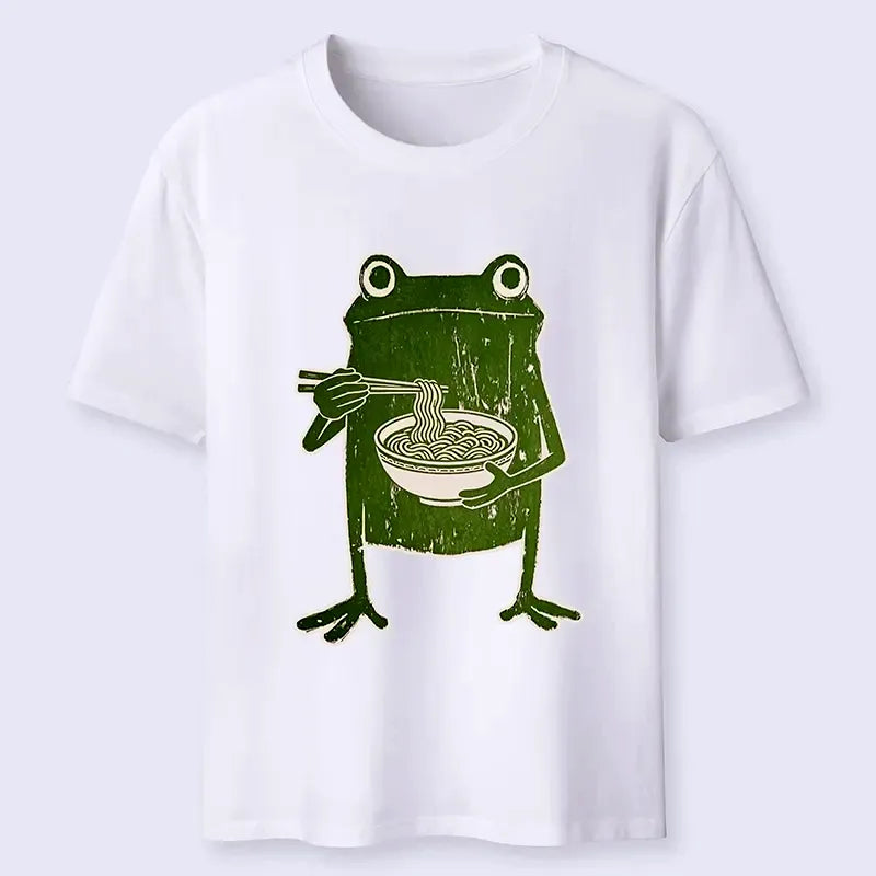 Kyoto-Lion Woodcut Style Chopstick Frog Graphic Classic T-Shirt