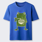Kyoto-Lion Woodcut Style Chopstick Frog Graphic Classic T-Shirt