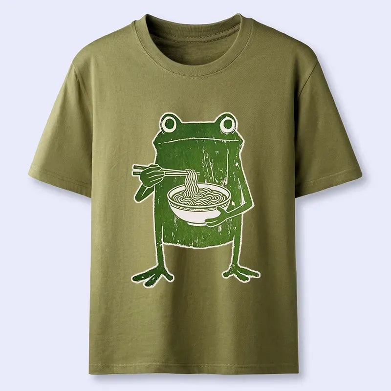 Kyoto-Lion Woodcut Style Chopstick Frog Graphic Classic T-Shirt
