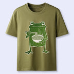 Kyoto-Lion Woodcut Style Chopstick Frog Graphic Classic T-Shirt