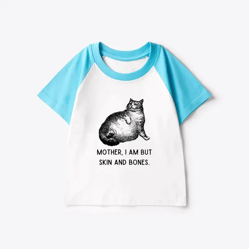 Kyoto-Lion Skin & Bones Cat Kids Raglan T-shirt