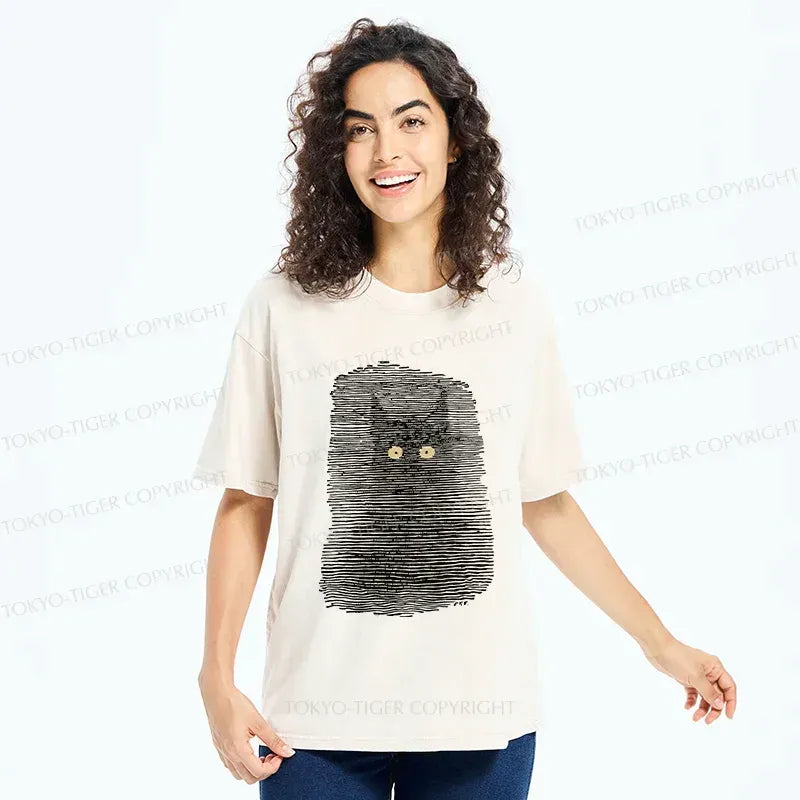 Dark Washed Cat T-Shirt Free Shipping