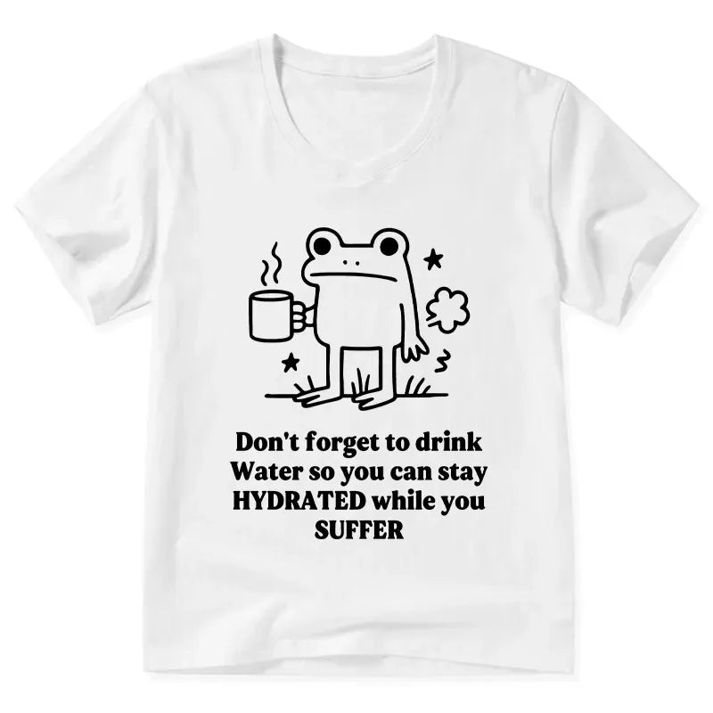 Kyoto-Lion Frog Says Drink Water V-Neck Classic T-Shirt