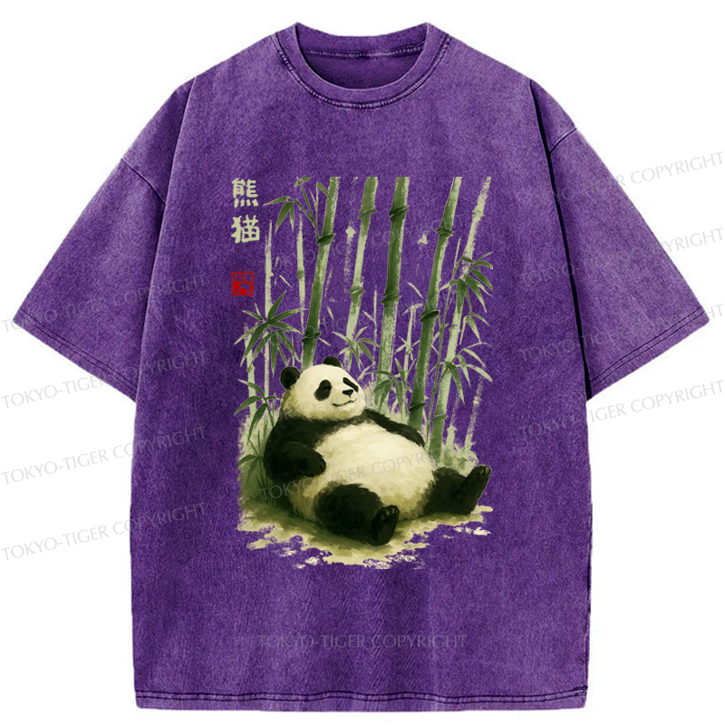 Kyoto-Lion The Adorably Clumsy Panda Washed T-Shirt