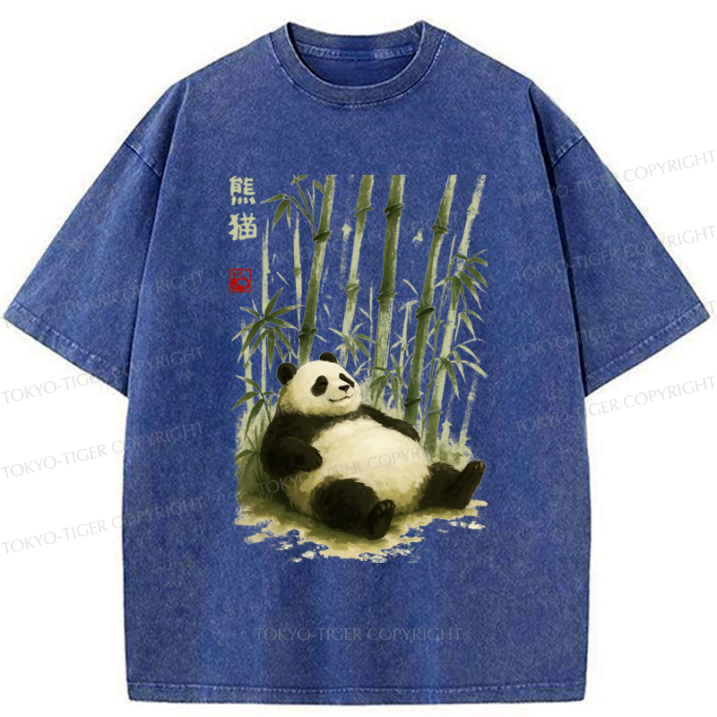 Kyoto-Lion The Adorably Clumsy Panda Washed T-Shirt