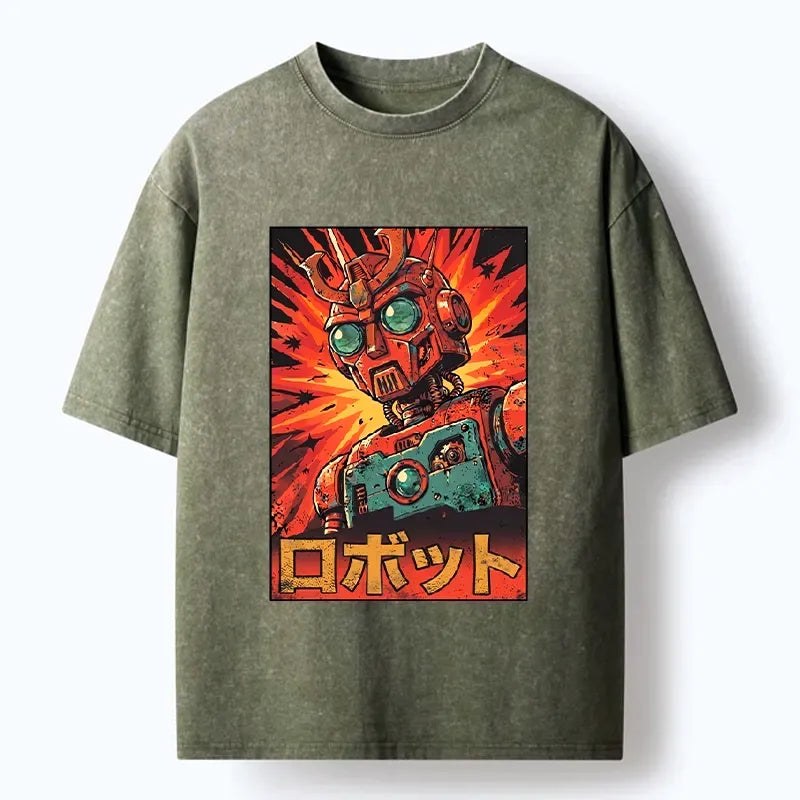 Kyoto-Lion Retro Japanese Robot Washed T-Shirt