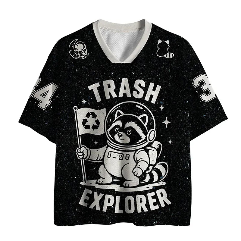 funny astronaut raccoon mesh jersey