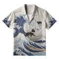 Kyoto-Lion Black Cat Surfing Aloha Hawaiian Shirt