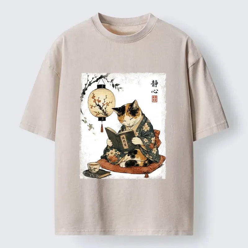 Japanese Kimono Cat T-Shirt for Daily Wear