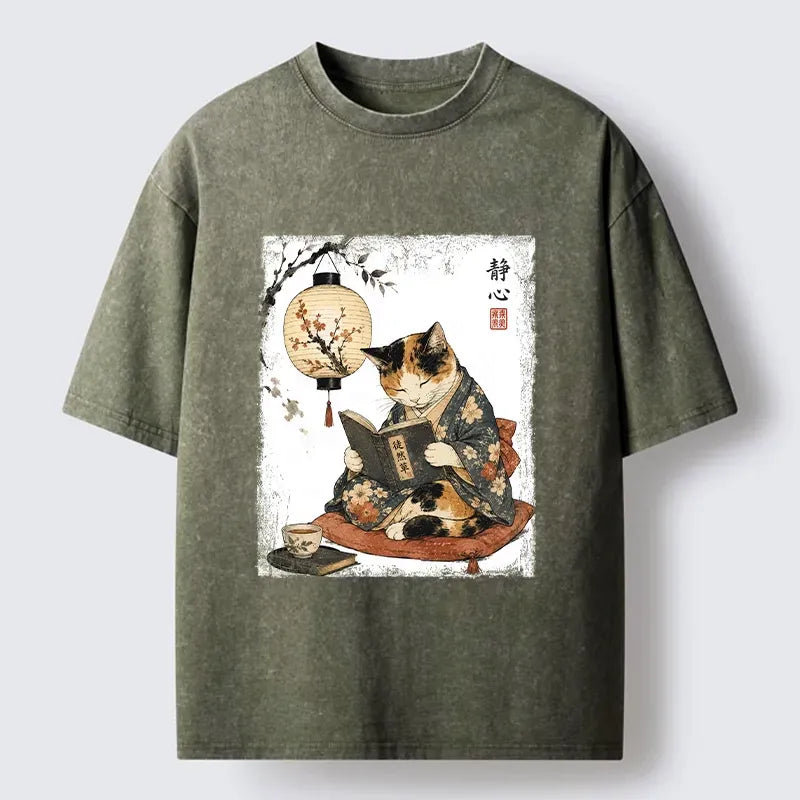 Japanese Kimono Cat T-Shirt for Daily Wear