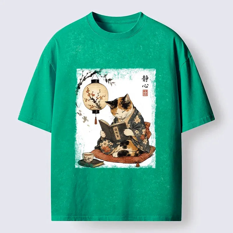 Japanese Kimono Cat T-Shirt for Daily Wear
