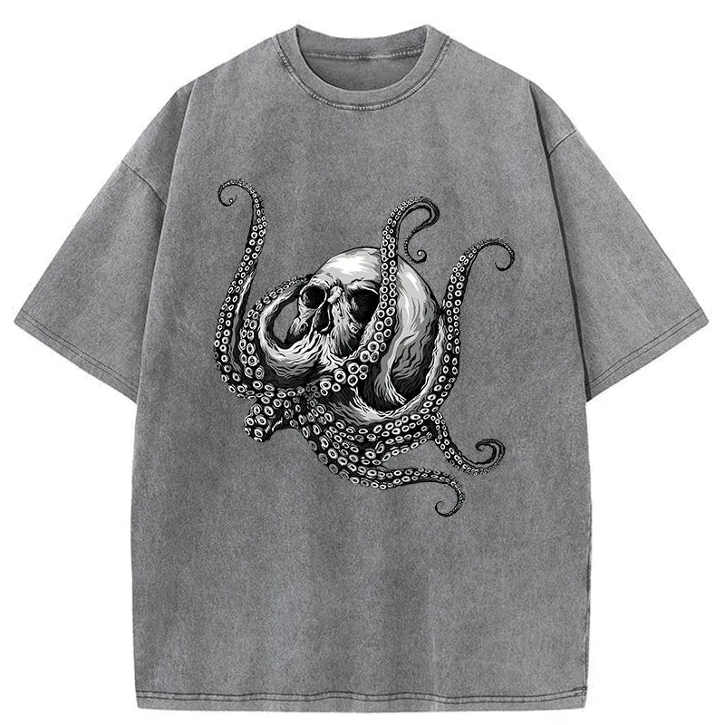 Kyoto Lion Skeleton Octopus Washed T-Shirt