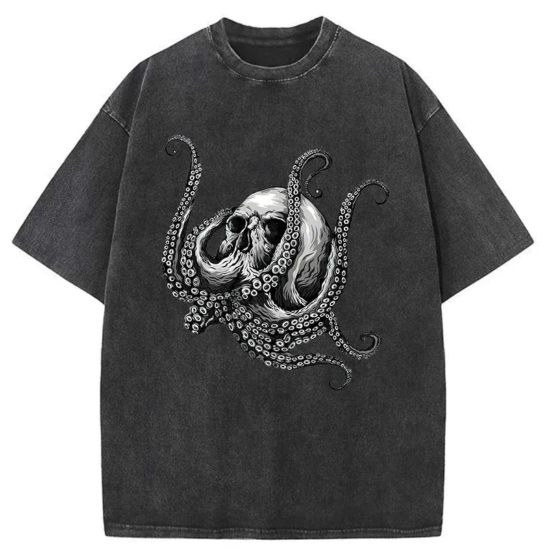 Kyoto Lion Skeleton Octopus Washed T-Shirt