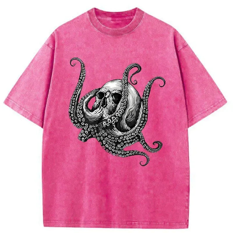 Kyoto Lion Skeleton Octopus Washed T-Shirt