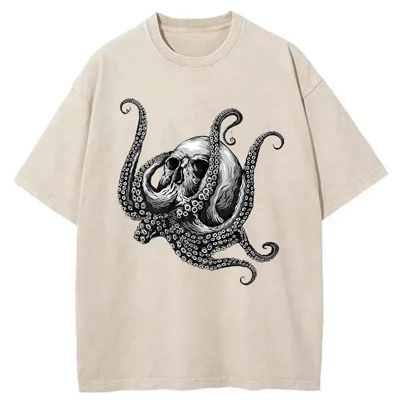 Japanese Ukiyo-e Octopus T-Shirt for Daily Wear