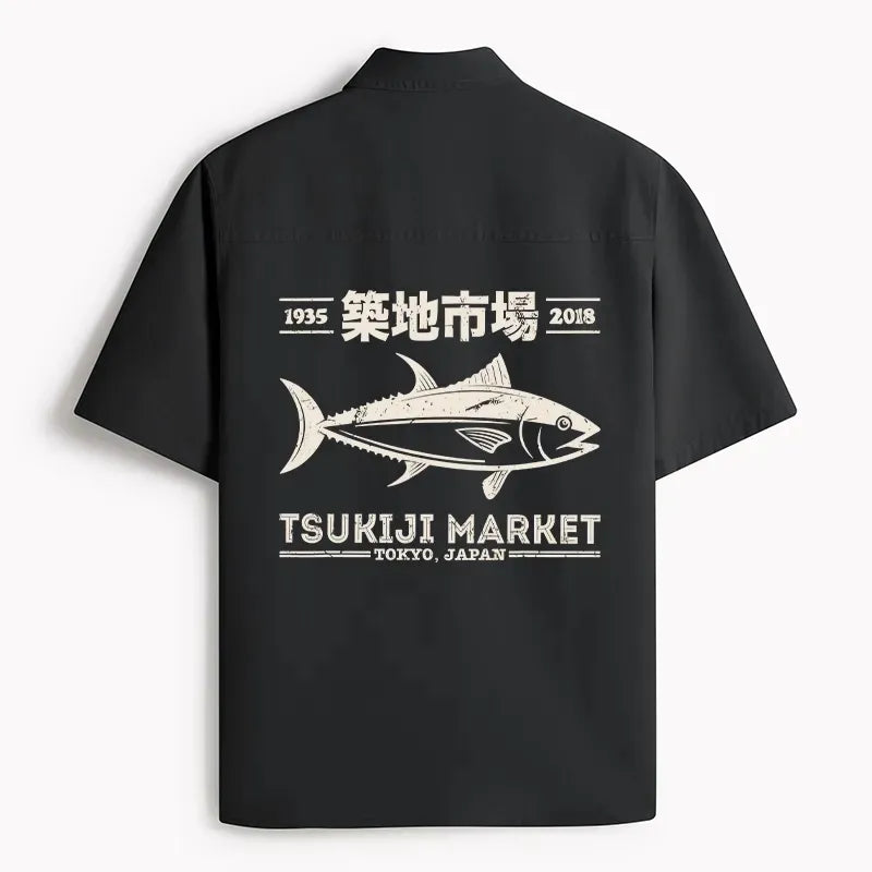 Tsukiji fish market shirt with free shipping