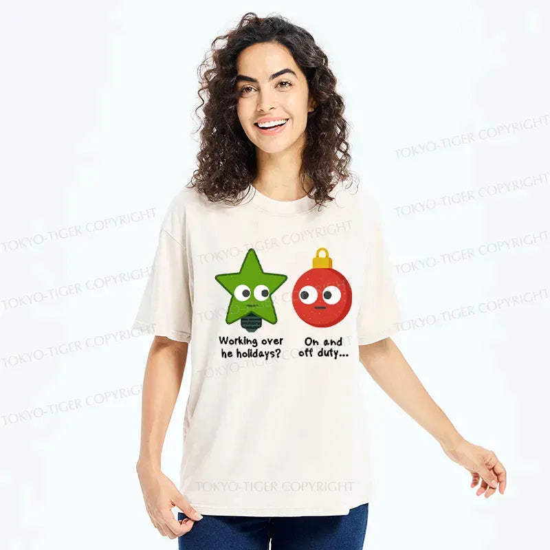 Kyoto-Lion Festive Work Mode Meme Washed T-Shirt