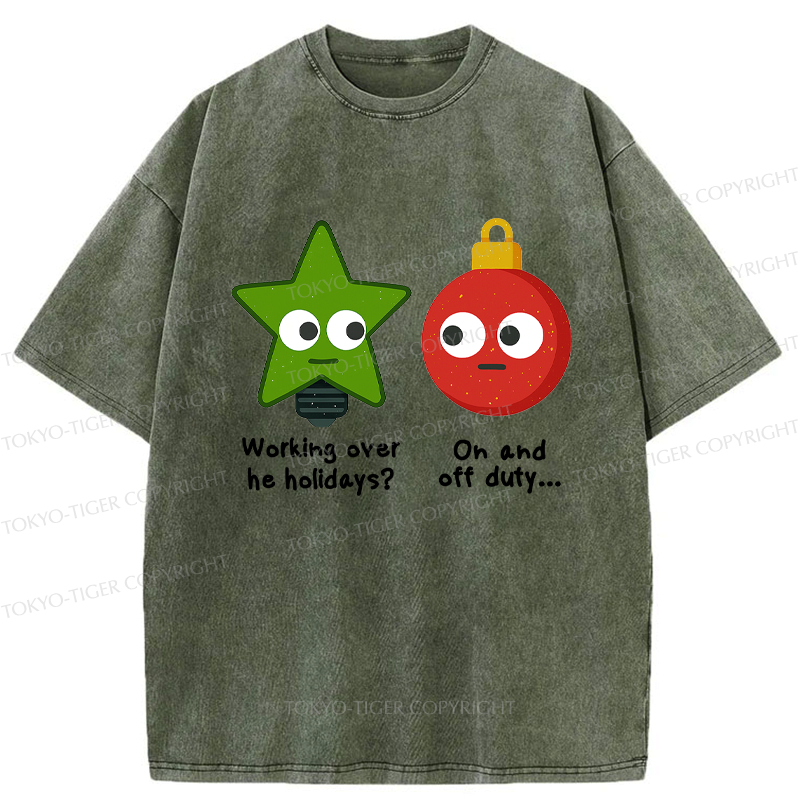 Kyoto-Lion Festive Work Mode Meme Washed T-Shirt
